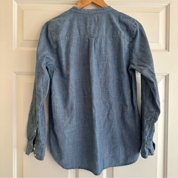 J.Crew Chambray collarless tuxedo shirt size small - Picture 8 of 9